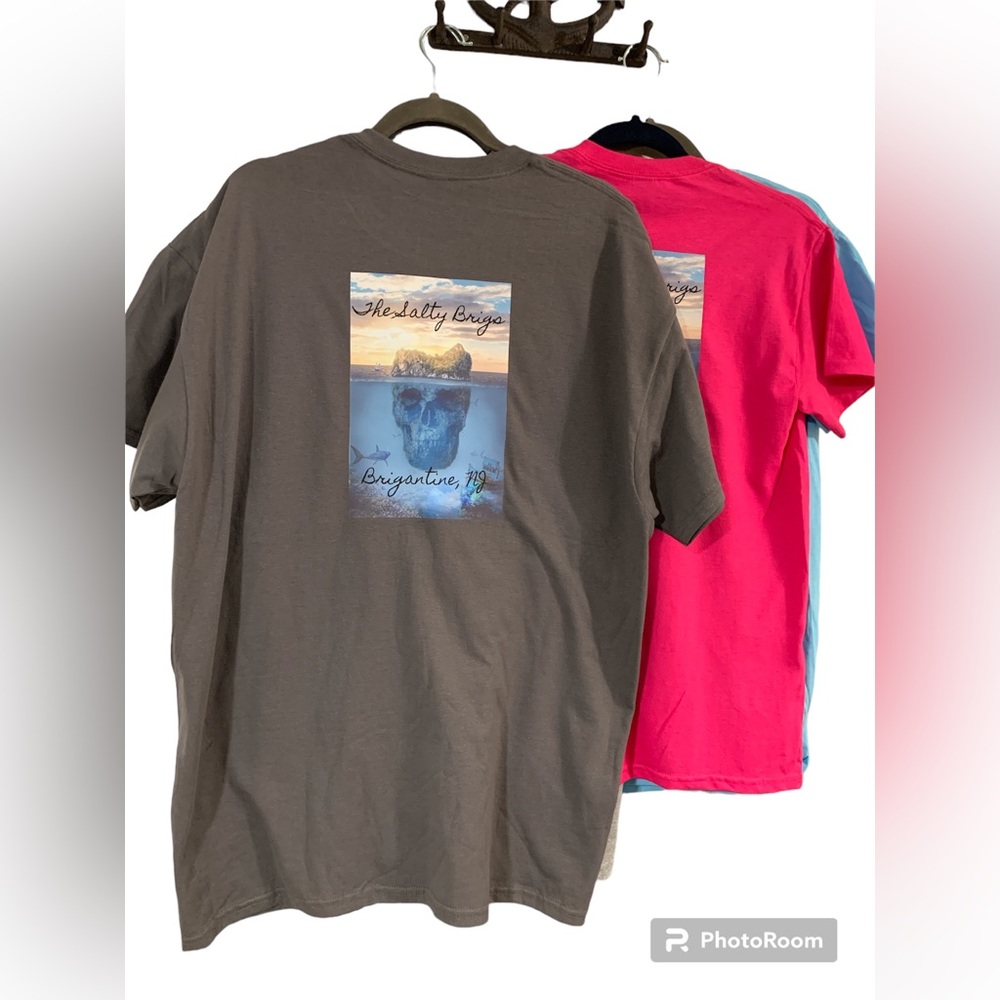 NWT The Salty Brigs, Brigantine, NJ Pirate Tee Shirt - XXL Vintage Gray